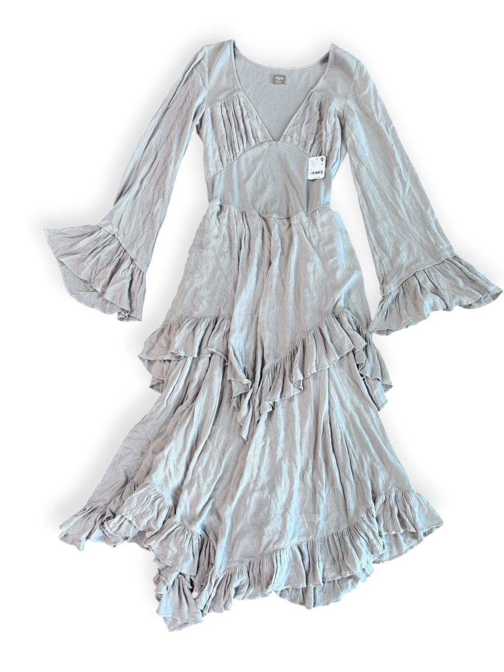 Free People Mamacita Ethereal Billowy Ruffle Tiered Fairy Hem Maxi Dress Med NWT - Picture 10 of 12
